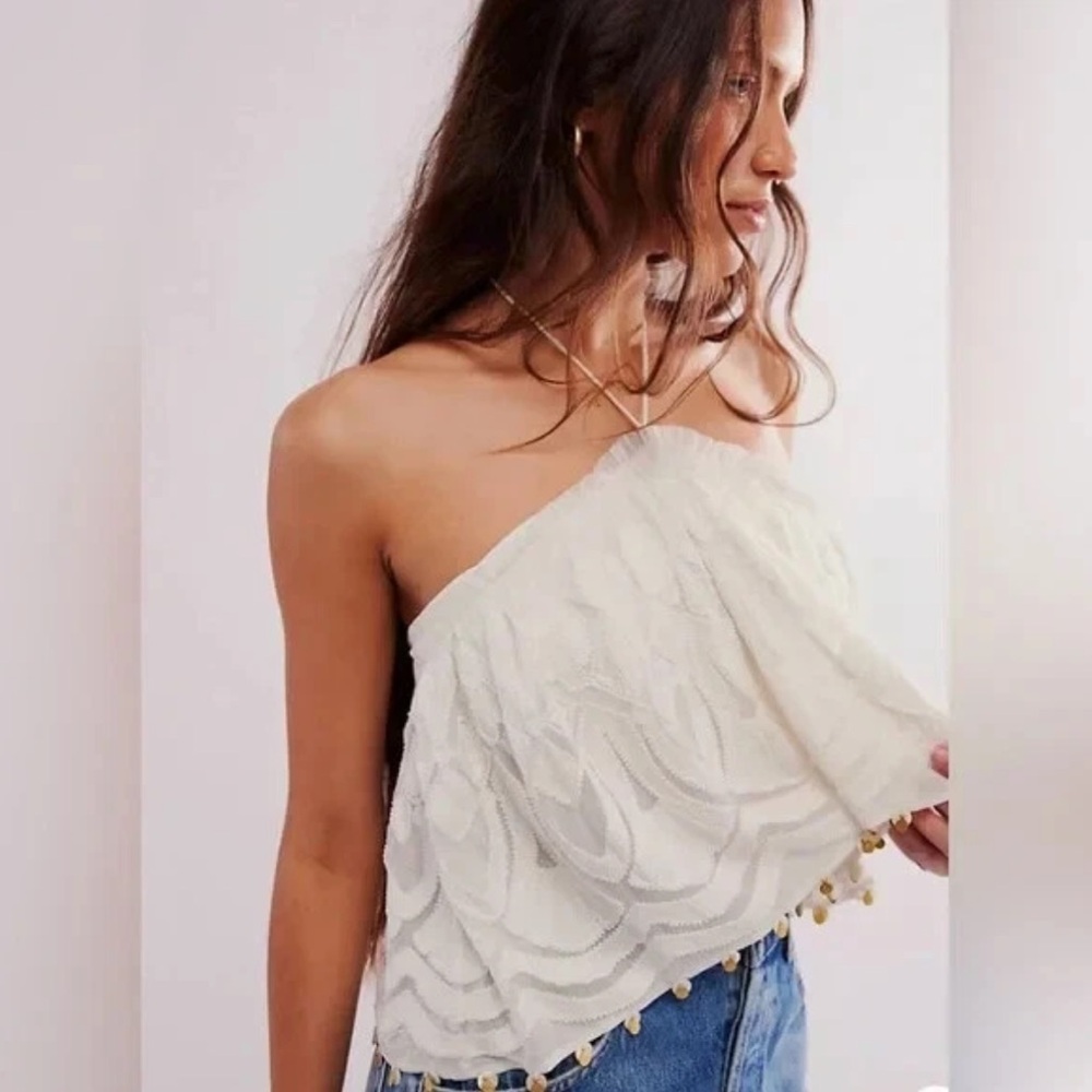 Free People NEW Xandra Beaded Tube Top $128 Retail Size Large Halter Top Summer